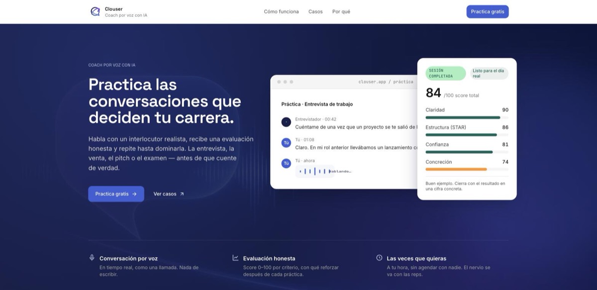 Clouser: captura de la plataforma